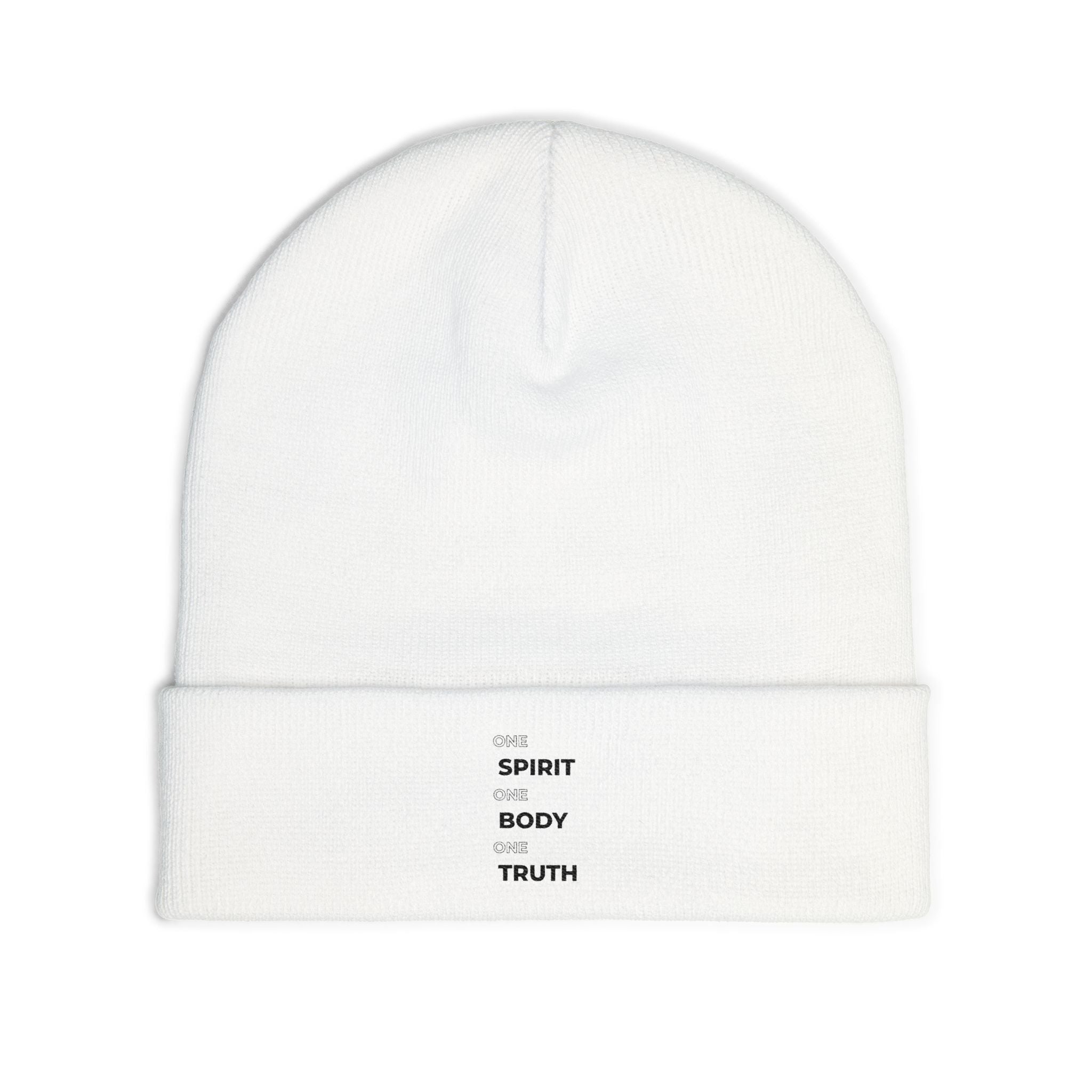 Embroidered 'One Spirit • One Body • One Truth' Knit Beanie