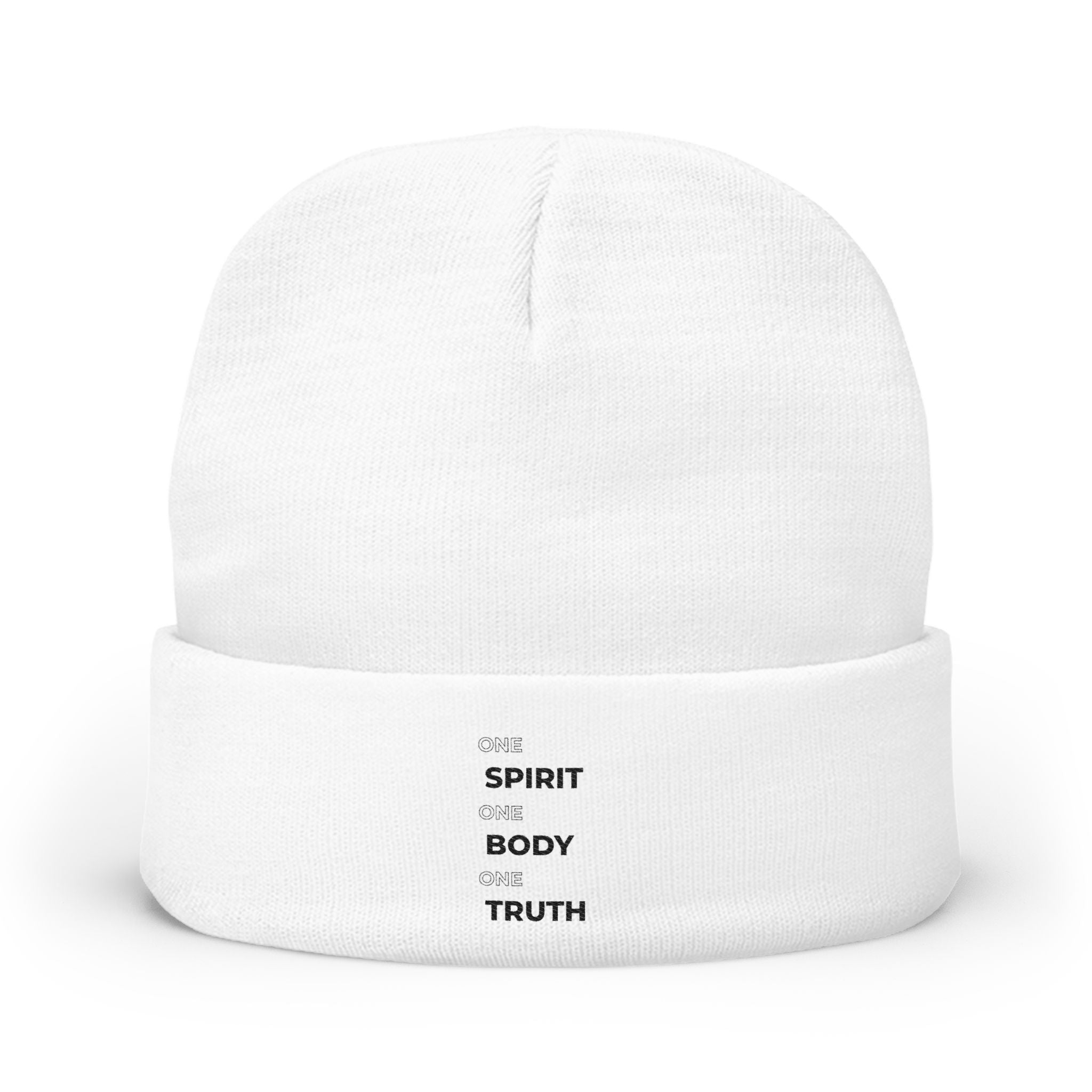 Embroidered 'One Spirit • One Body • One Truth' Knit Beanie